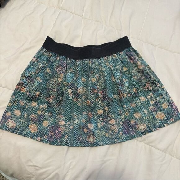 Mayoral Floral Patterned Skirt with Black Waistband Girls Size 9 - Picture 2 of 8